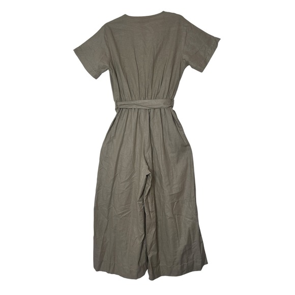 New BALILN Bali Lane Wide Leg Jumpsuit Women's Médium 100% Linen Short Sleeve - Picture 3 of 14